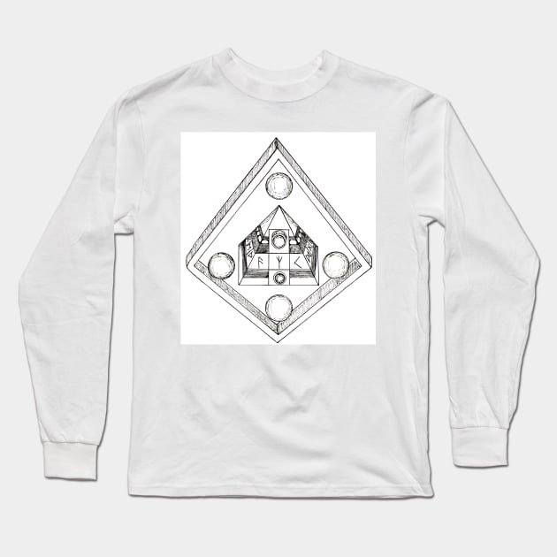 Pyramid Robot Long Sleeve T-Shirt by Minervalus-Art